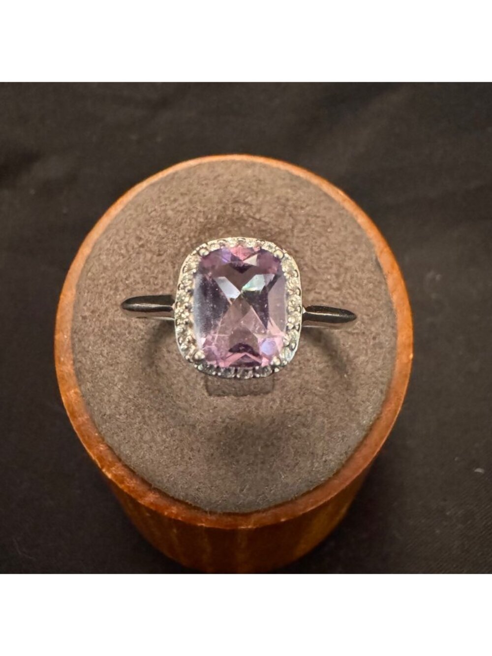 Sterling Silver 925 Amethyst Prong Set Cubic Zirconia Accent Ring Size 10.75